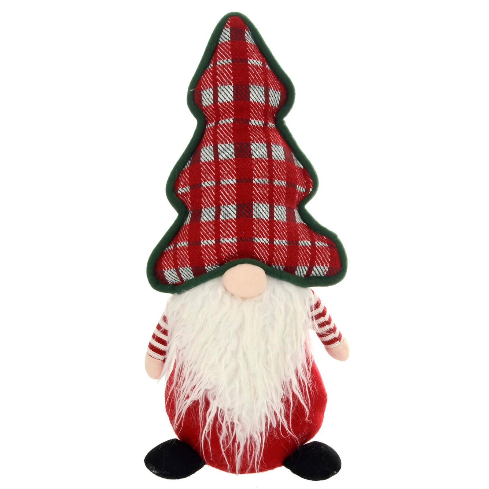 53cm gonk with red and white tartan christmas tree shaped hat